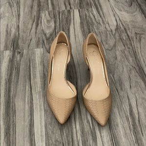 Jessica Simpson beige snakeskin stilettos